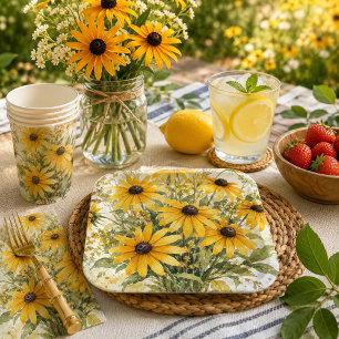 Schöner Sommergarten Sonnenblumen Pappteller