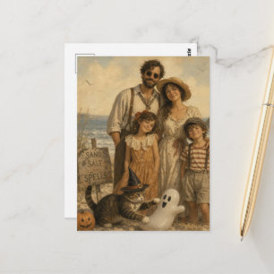 Schöner Sommerween-Familienstrandurlaub Postkarte