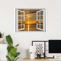 Schöner Sonnenaufgang Künstlicher Fensterblick