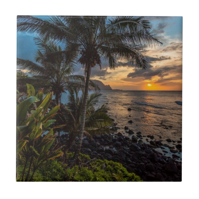 Schöner Sonnenuntergang 2 Fliese (Vorderseite)