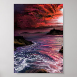Schöner Sonnenuntergang am Meer - Abstrakte Origin Poster