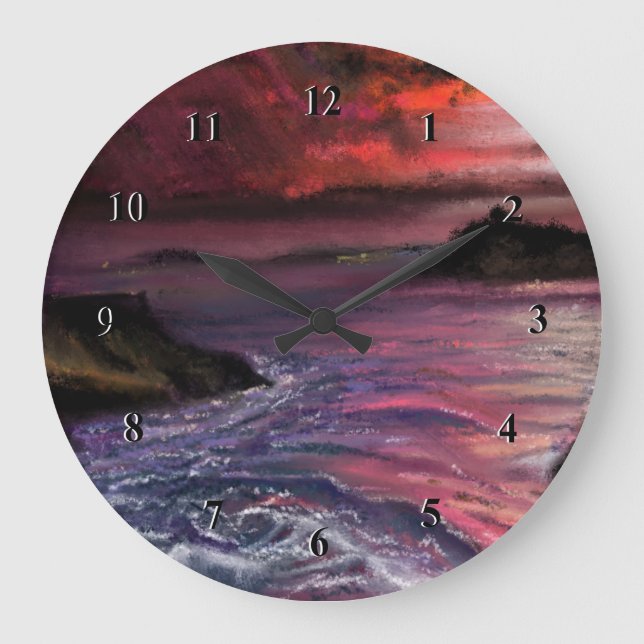 Schöner Sonnenuntergang am Meer - Abstraktes Origi Große Wanduhr (Vorderseite)