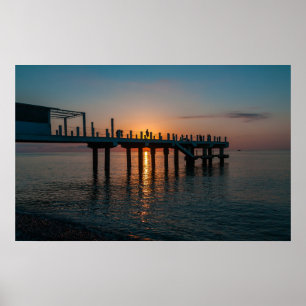Schöner Sonnenuntergang am Meer. Batumi Georgia Poster