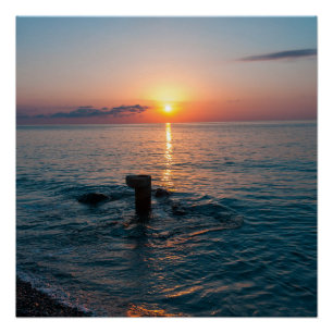 Schöner Sonnenuntergang am Meer. Batumi Georgia Poster