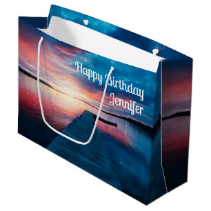 Schöner Sonnenuntergang am ruhigen Birthday Lake Große Geschenktüte