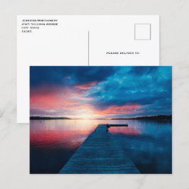 Schöner Sonnenuntergang am ruhigen See Postkarte