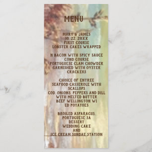 Schöner Sonnenuntergang am Strand Menükarte