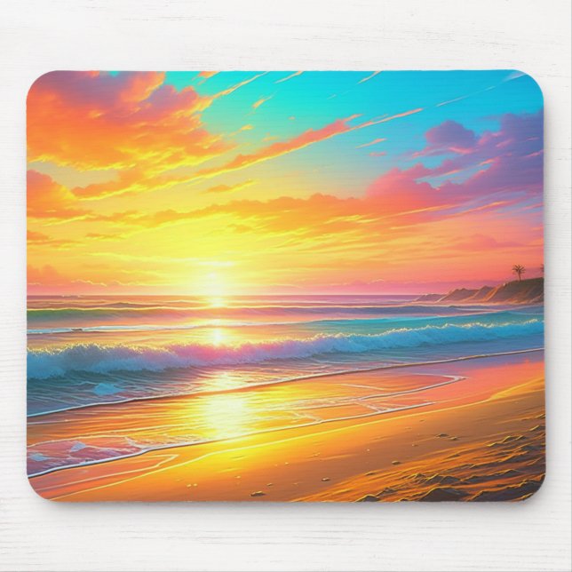 Schöner Sonnenuntergang am Strand von Sandy Beach Mousepad (Vorne)