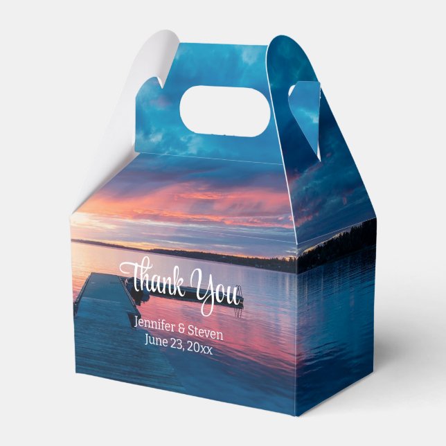 Schöner Sonnenuntergang auf einem ruhigen See Hoch Geschenkschachtel (Vorderseite)