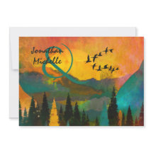 Schöner Sonnenuntergang, Bäume und Vögel Hochzeit