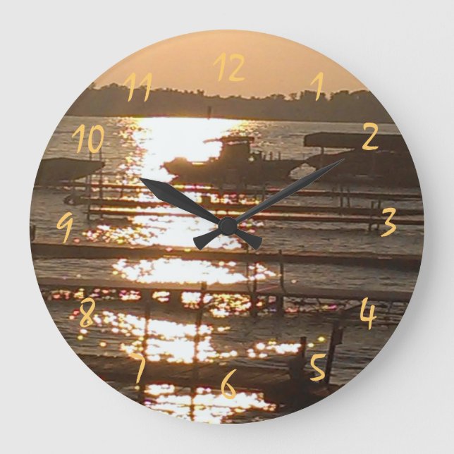 Schöner Sonnenuntergang Große Wanduhr (Vorderseite)