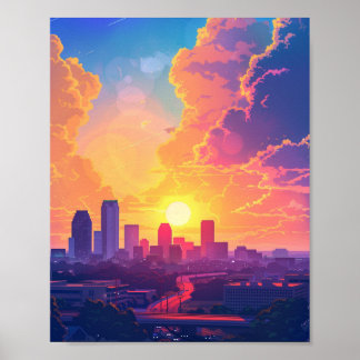 Schöner Sonnenuntergang in Fort Worth TX USA Poster