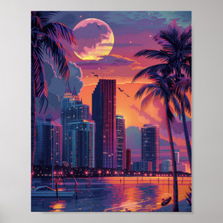 Schöner Sonnenuntergang in Miami Florida Poster