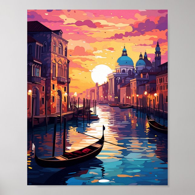 Schöner Sonnenuntergang in Venedig Italien Poster (Vorne)