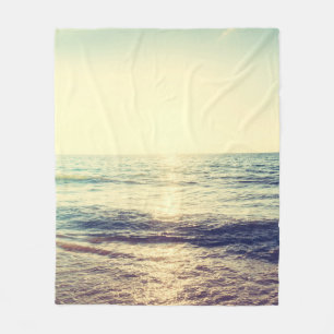 Schöner Sonnenuntergang mit Meer und Strand - Vint Fleecedecke