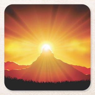 Schöner Sonnenuntergang über dem Untersetzer Set
