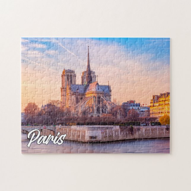 Schöner Sonnenuntergang über Paris, Frankreich Puzzle (Horizontal)