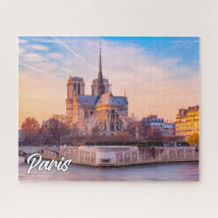 Schöner Sonnenuntergang über Paris, Frankreich Puzzle