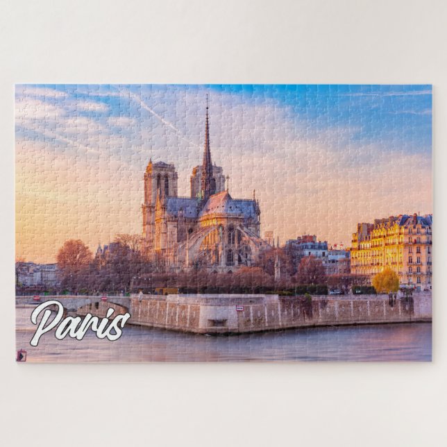 Schöner Sonnenuntergang über Paris, Frankreich Puzzle (Horizontal)