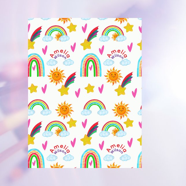 Schöner Sonnenwolkenstern-Regenbogen-Name für Kind Fleecedecke (Von Creator hochgeladen)