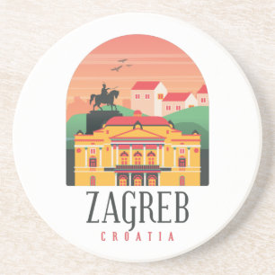 Schöner Stadtblick von Zagreb Kroatien Vintage   Getränkeuntersetzer
