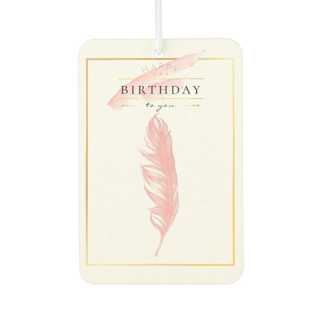 Schöner Stift Zeichnend Rosa Feather Geburtstag Autolufterfrischer (Vorderseite)