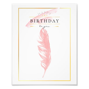 Schöner Stift Zeichnend Rosa Feather Geburtstag Fotodruck