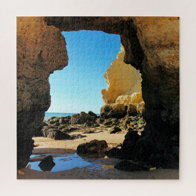 Schöner Strand der Algarve mit Höhle Puzzle (Vertikal)