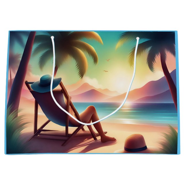 schöner Strand Große Geschenktüte (Vorderseite)