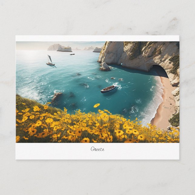 Schöner Strand in Griechenland Postkarte (Vorderseite)