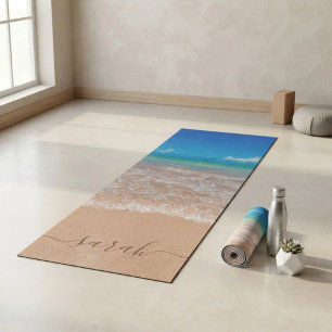 Schöner Strand Meer Benutzerdefinierter Name Yoga Yogamatte