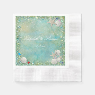 Schöner Strand, Sand Dollars, Starfish, Napkins Serviette