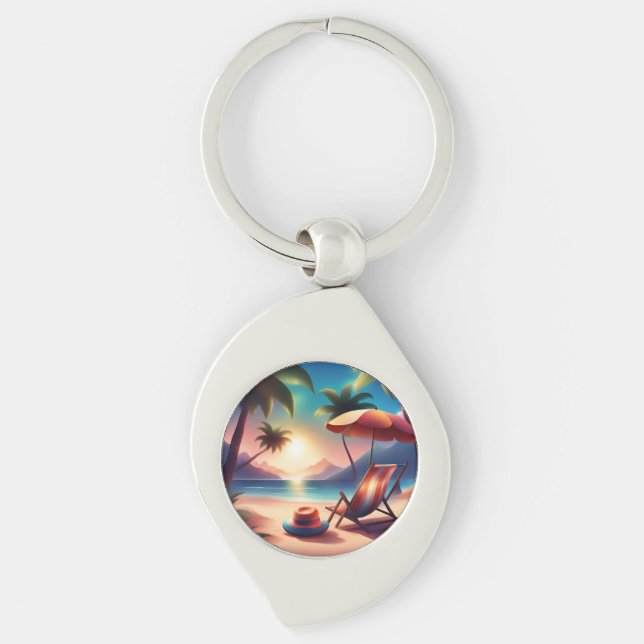 schöner Strand Schlüsselanhänger (Vorderseite)