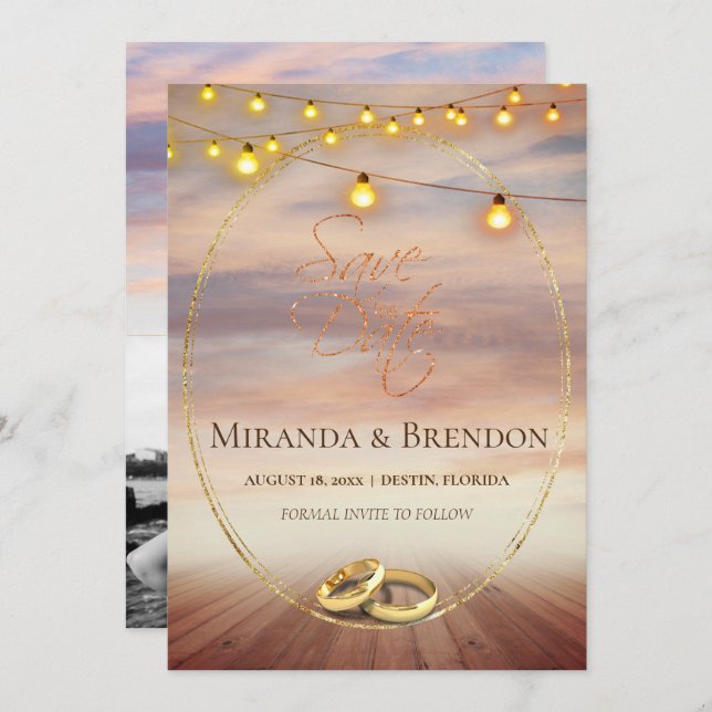 Schöner Strand von Florida, hell und Ihr Bild I Einladung (Vorne/Hinten)