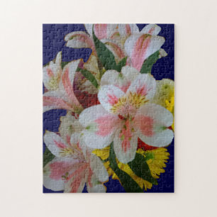 Schöner Strauß aus weißen und rosa peruanischen Li Puzzle