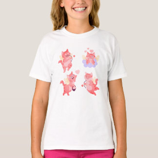 Schöner süßer Cupid-Kater | Romantische Valentinsk T-Shirt