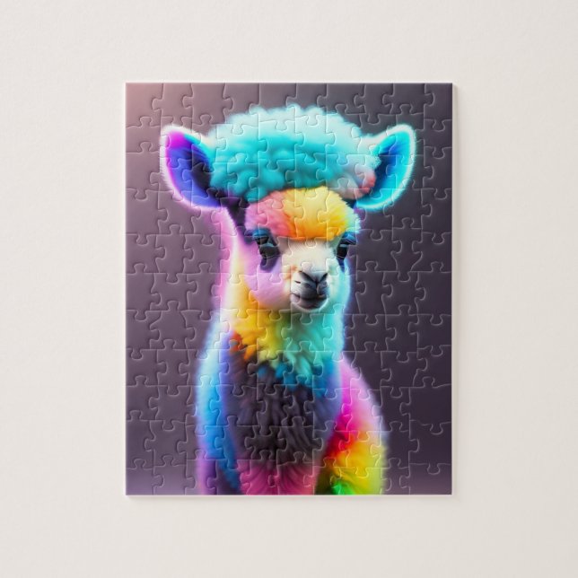 Schöner, süßer Niedlicher Fluffy Little Llama Puzzle (Vertikal)