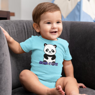 SCHÖNER SÜßER PANDA-BÄR BLAU (VORNE UND HINTEN) BABY STRAMPLER