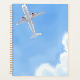 Schöner Tag Blauer Himmel Wolken Flugzeug Aquarell Planer