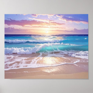 Schöner Tag Ozeanwunder am Strand des Meeres Poster