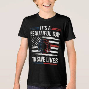 Schöner Tag, um Leben zu retten Feuerwehrmann PNG Tri-Blend Shirt