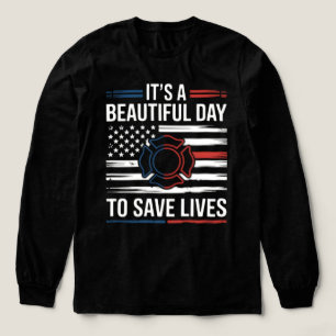 Schöner Tag, um Leben zu retten Feuerwehrmann PNG Tri-Blend Shirt