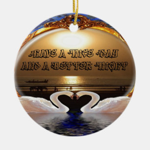 Schöner Tag und eine schöne Nacht.silber Keramik Ornament