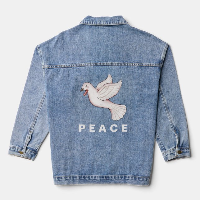 Schöner Taubenfrieden Inspirational Pacifist Jeansjacke (Rückseite)
