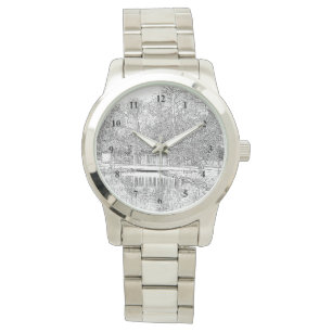 Schöner Teich in Schwarz und Weiß Armbanduhr