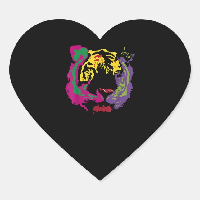 Schöner Tiger Face Rasta Colors Style Herz-Aufkleber (Vorderseite)