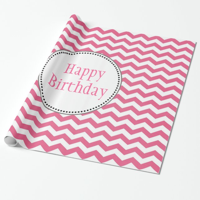 schöner, trendiger, klassisch rosa Zickzack Geburt Geschenkpapier (Ungerollt)