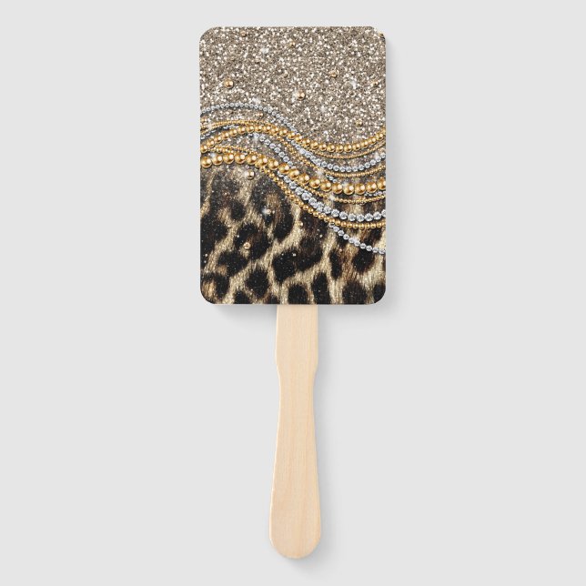 Schöner trendiger Leopard-Faux-Tierdruck Fächer (Vorderseite)