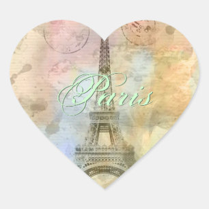 Schöner trendiger, Vintager Eiffelturm Frankreich Herz-Aufkleber
