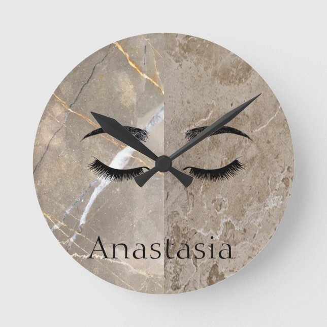 Schöner trendy Marmor, Augen Runde Wanduhr (Vorderseite)